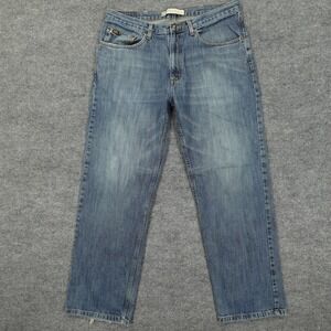 Lee Premium Denim Jeans Mens 36x32 Blue Relaxed Fit Straight Leg Medium Wash